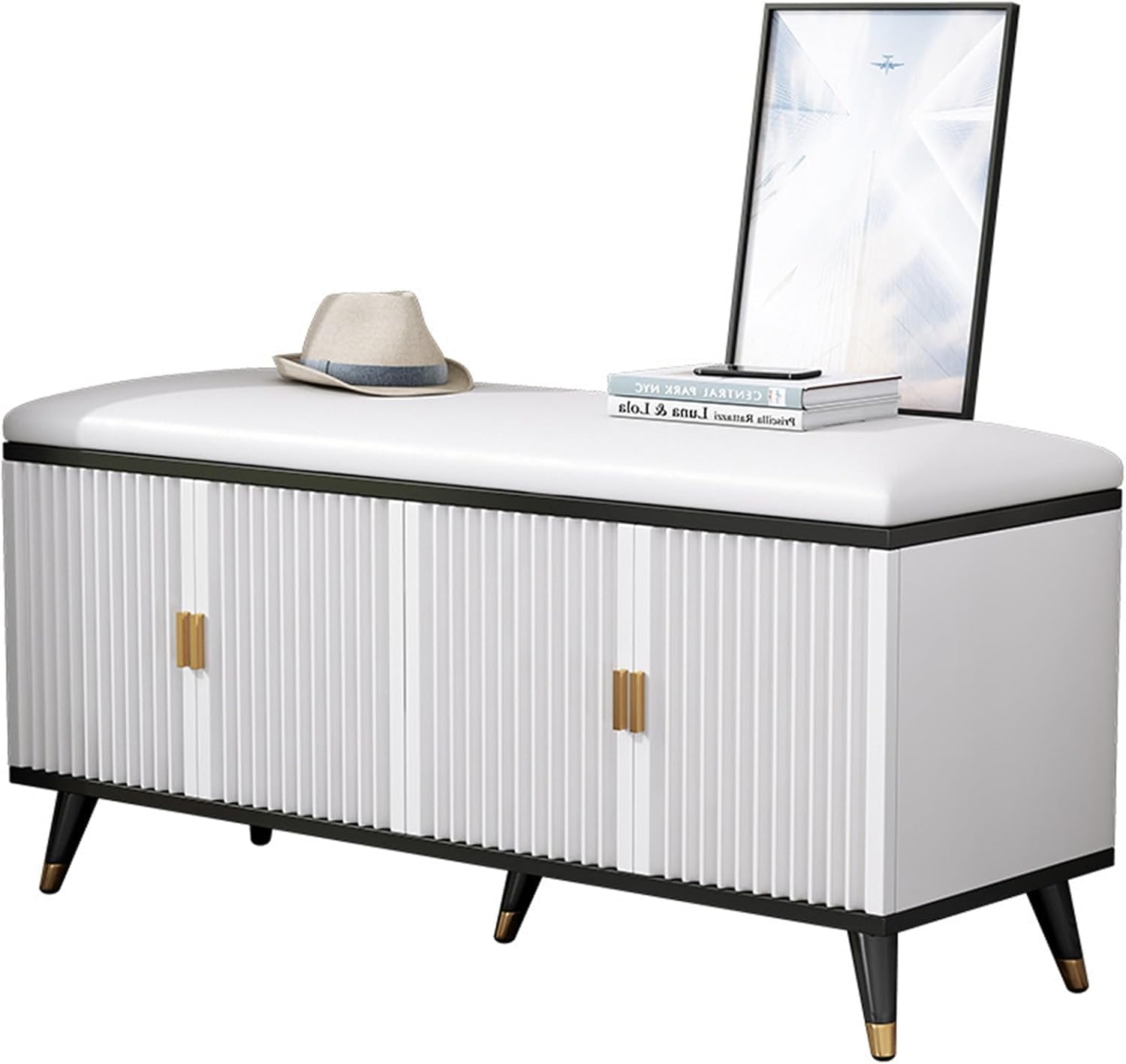 Banc de couloir compact pour ranger ses chaussures sans encombrer les entrées étroites