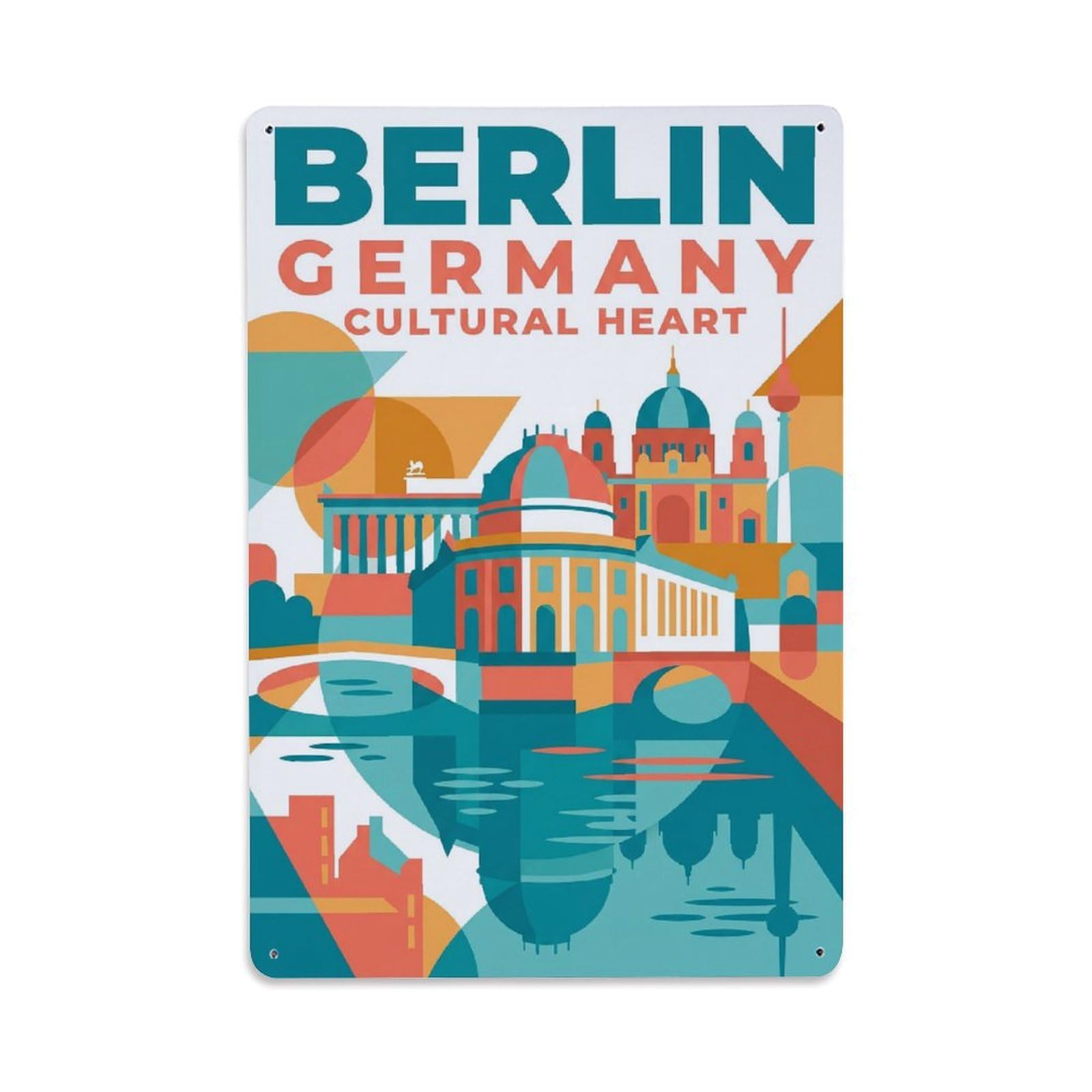 Gead 8X12inch Style Vintage Travel Berlin Germany Fervor Metal Tin Sign