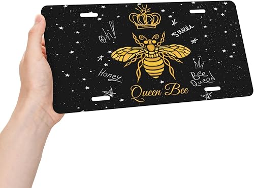 Miniatura 6 de Placa de matrícula de metal de aluminio con diseño de insectos de abeja de abeja de abeja de 6 x 12 pulgadas