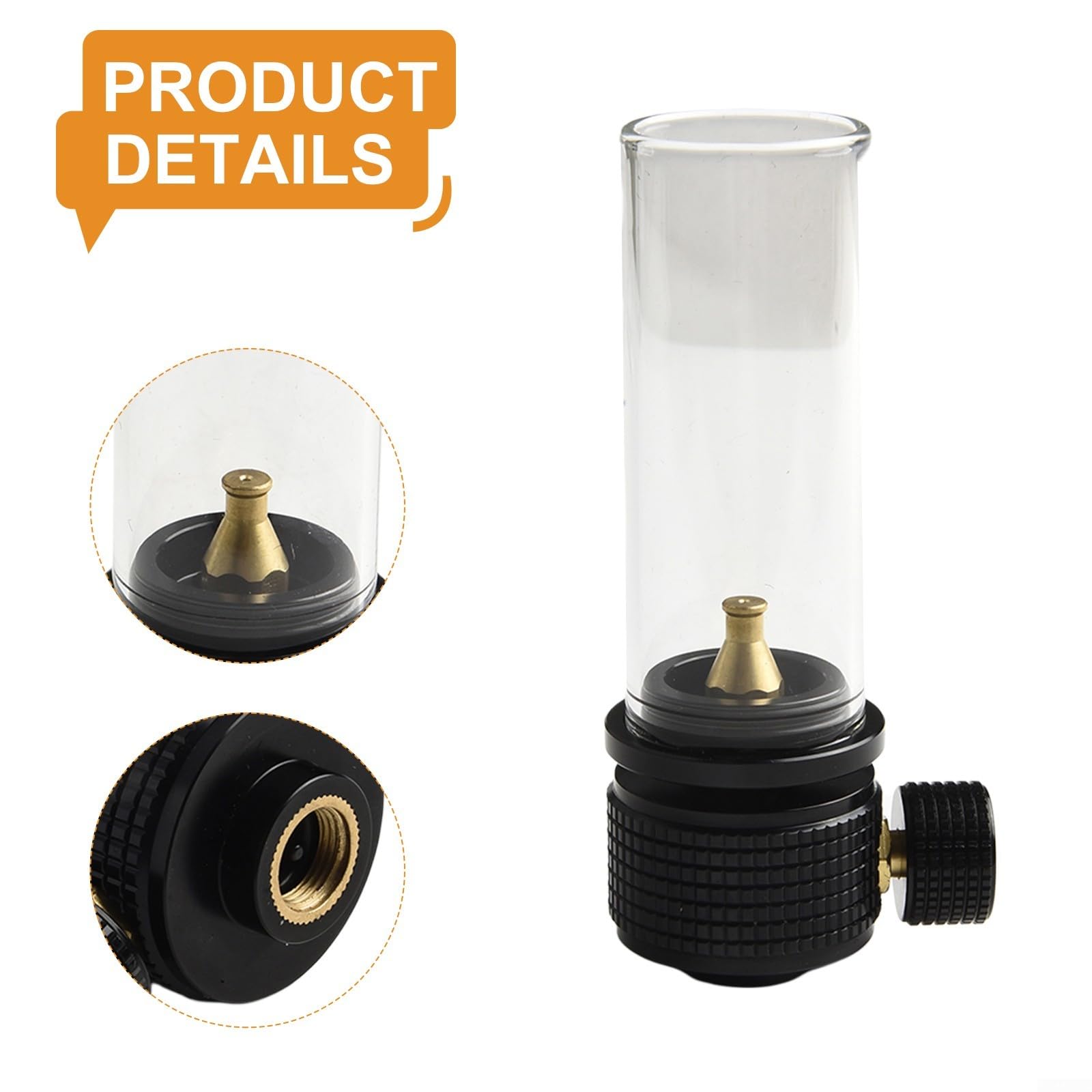 Traumhafte Kerzenlampe, Gaslaterne mit hitzebeständigem Glas, für Wander- und Basecamp-Beleuchtung, mit langlebigem Kupferventilkern und versiegelter Dose (Gaslampe, schwarz)
