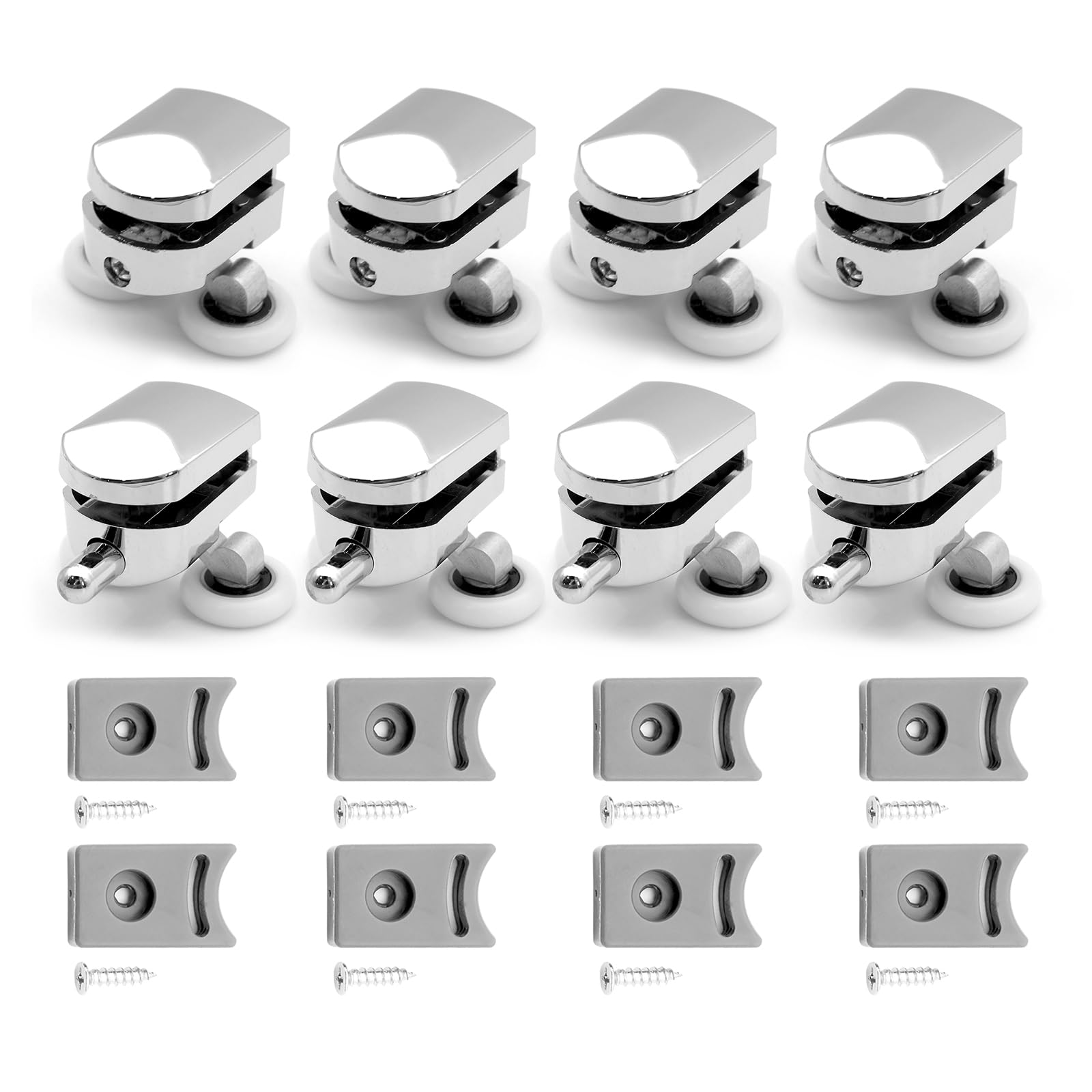 8PCS 23mm Shower Glass Door Wheel Rollers top Shower Door Hanger Rollers, Chrome, 5cm (W) x 4cm (H) x 4cm (T) - Image 2