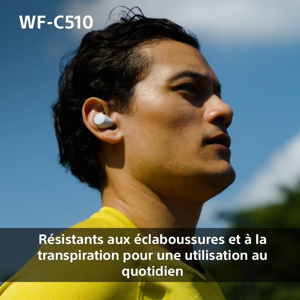 Sony WF-C510 Truly Wireless - Ecouteurs Intra-Auriculaires Bluetooth, Petits, Légers, Connexion Multipoint, Son Ambiant, IPX4, Spotify Tap, Charge Rapide, Batterie jusqu'à 22h, iOS et Android – Bleu