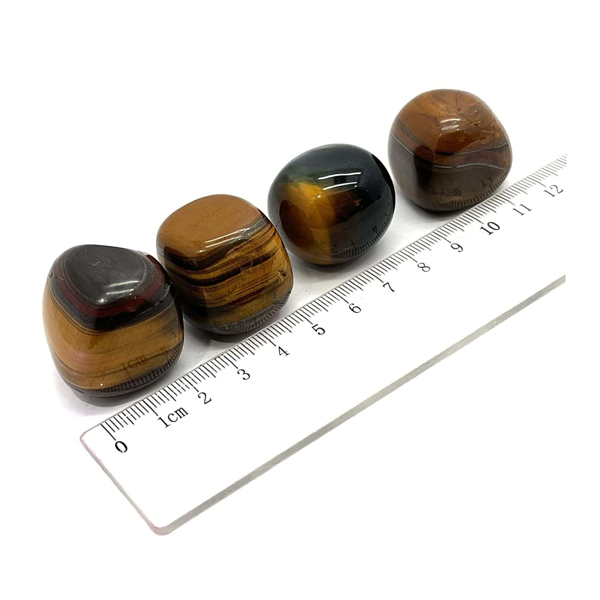 Ojo de tigre piedra natural pulida calidad AAA - Pack 4 unidades - Cristales naturales y piedras preciosas - Reiki curación de chakras - Piedras curativas sanación (Ojo tigre)