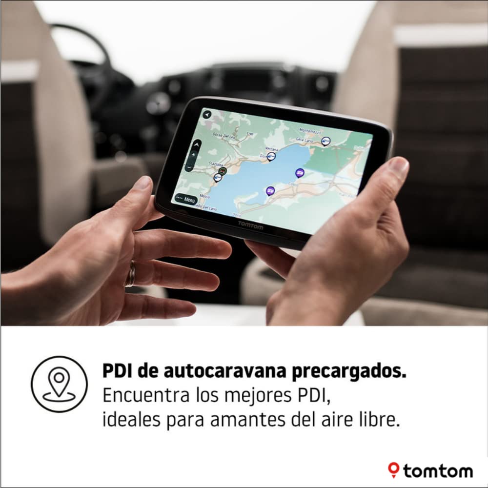 TomTom GPS para carvanas y autocaravanas con Pantalla de 6" GO Camper Tour, Actualizaciones Mediante Wi-Fi y Avisos de Radares de Tráfico, Mapas del Europa