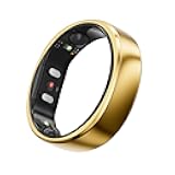 Gen 2, World’s First Smart Ring with Sleep Apnea Monitoring, No APP Subscription, 12-Day Battery Life, Stress/Heart Rate/Women's Health Tracker, Android & iOS Compatible (Gold, Size 9)