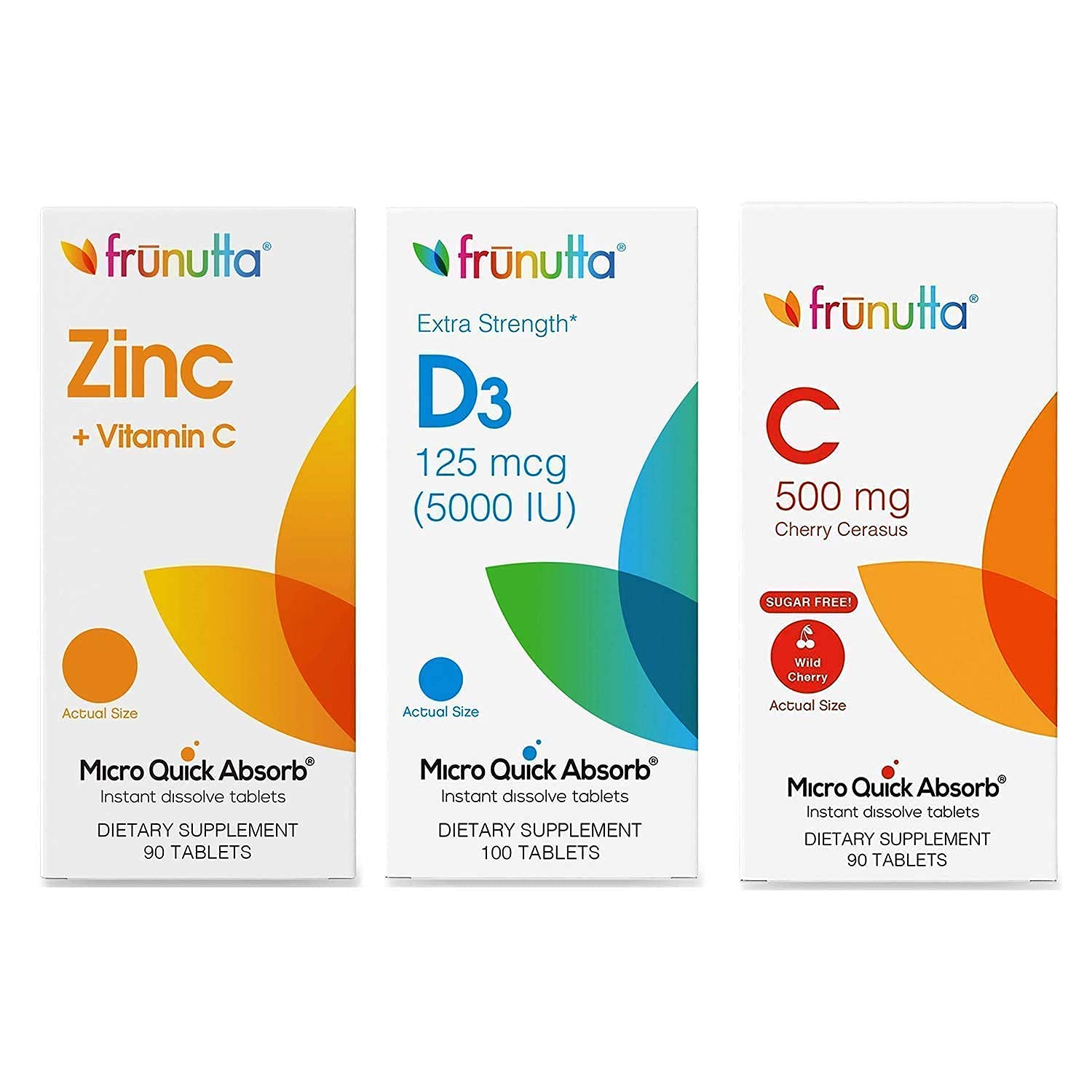 Frunutta Super Immune Bundle - Vitamin D3, C and Zinc - for Stronger Bones, Muscles and Boost Your I