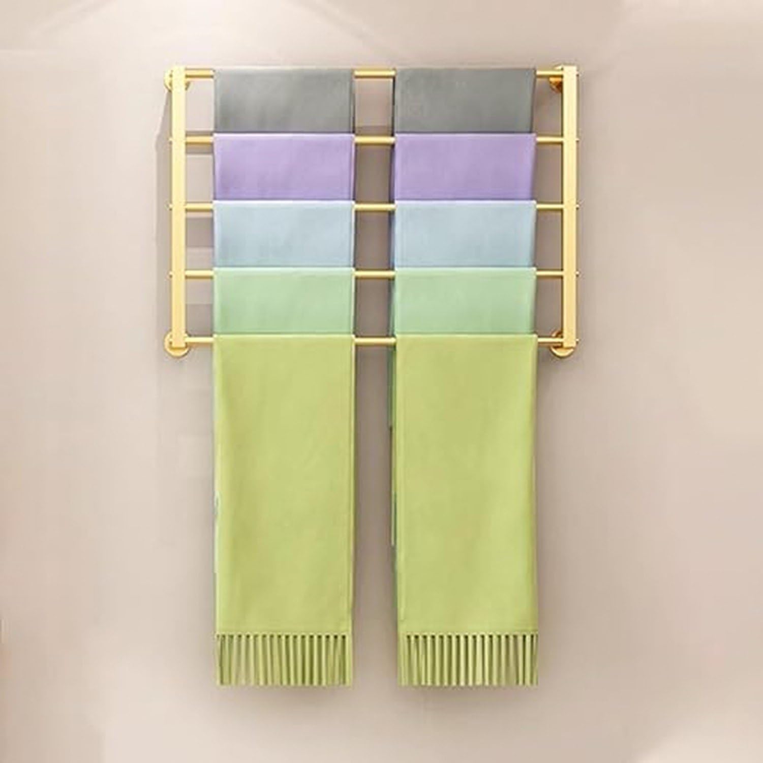 Szalik wieszak na ścianę 24/47 cali organizer na apaszki jedwabne chusty krawaty, zdejmowany drążek stojak dom biuro butik, kolor biały, Gold, W120cm/47.2" x H60cm/23.6"