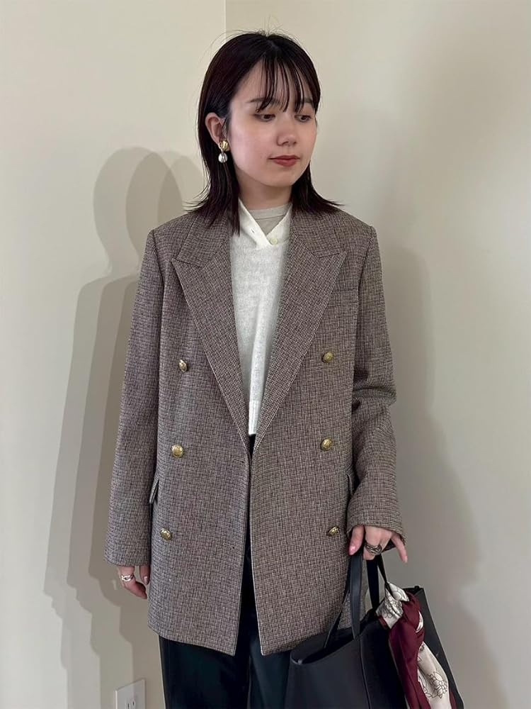 Amazon.co.jp: [ミラオーウェン] CHECK金釦ダブルブレストロング