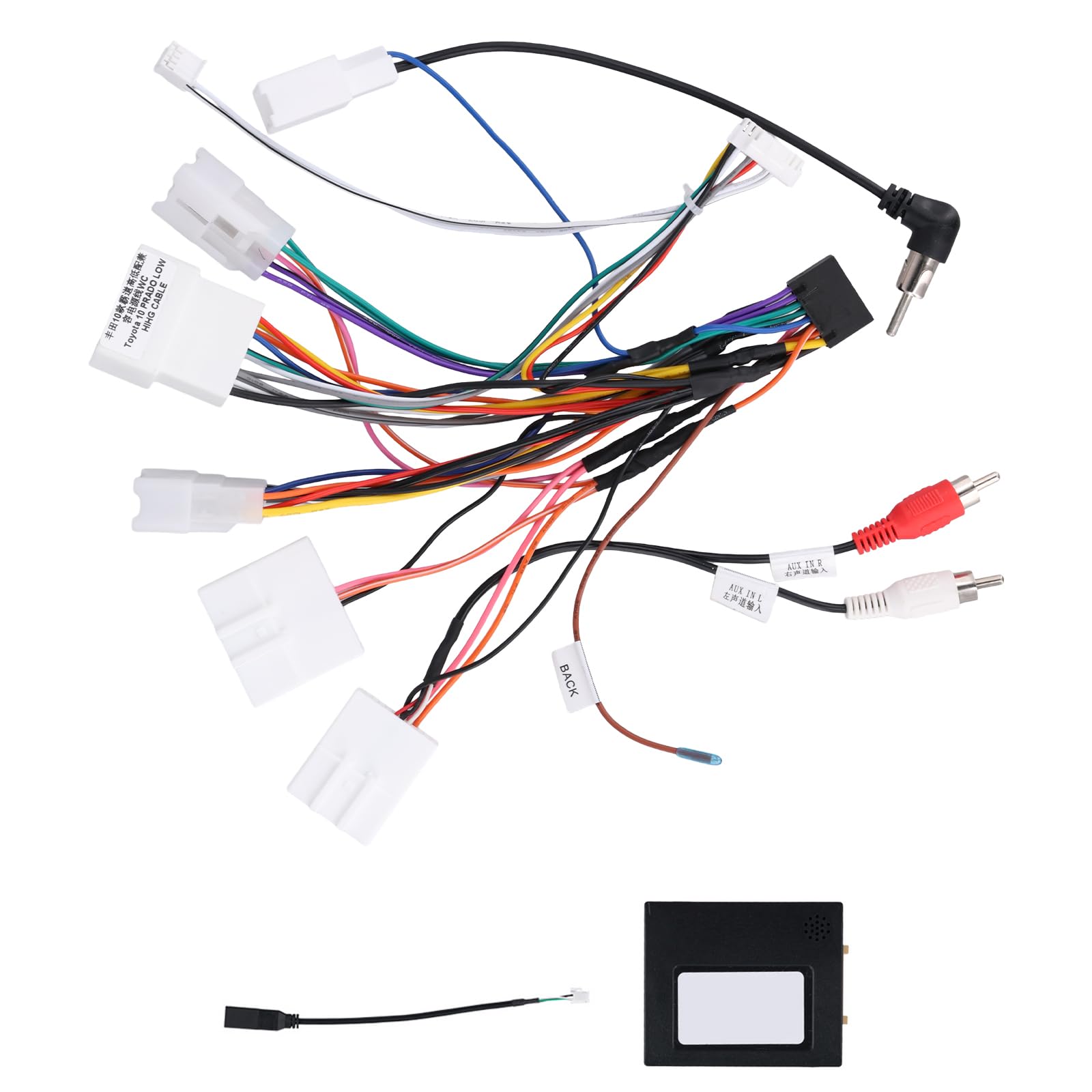 Kabelbaum für Toyota J-B-L Stereo Radio, 16-poliger Kabelbaum mit Canbus, kompatibel mit Camry Corolla RAV4 Lexus Tundra 4Runner Highlander Vios Yaris Sienna Hilux Prado Fortuner, Netzkabel/Box
