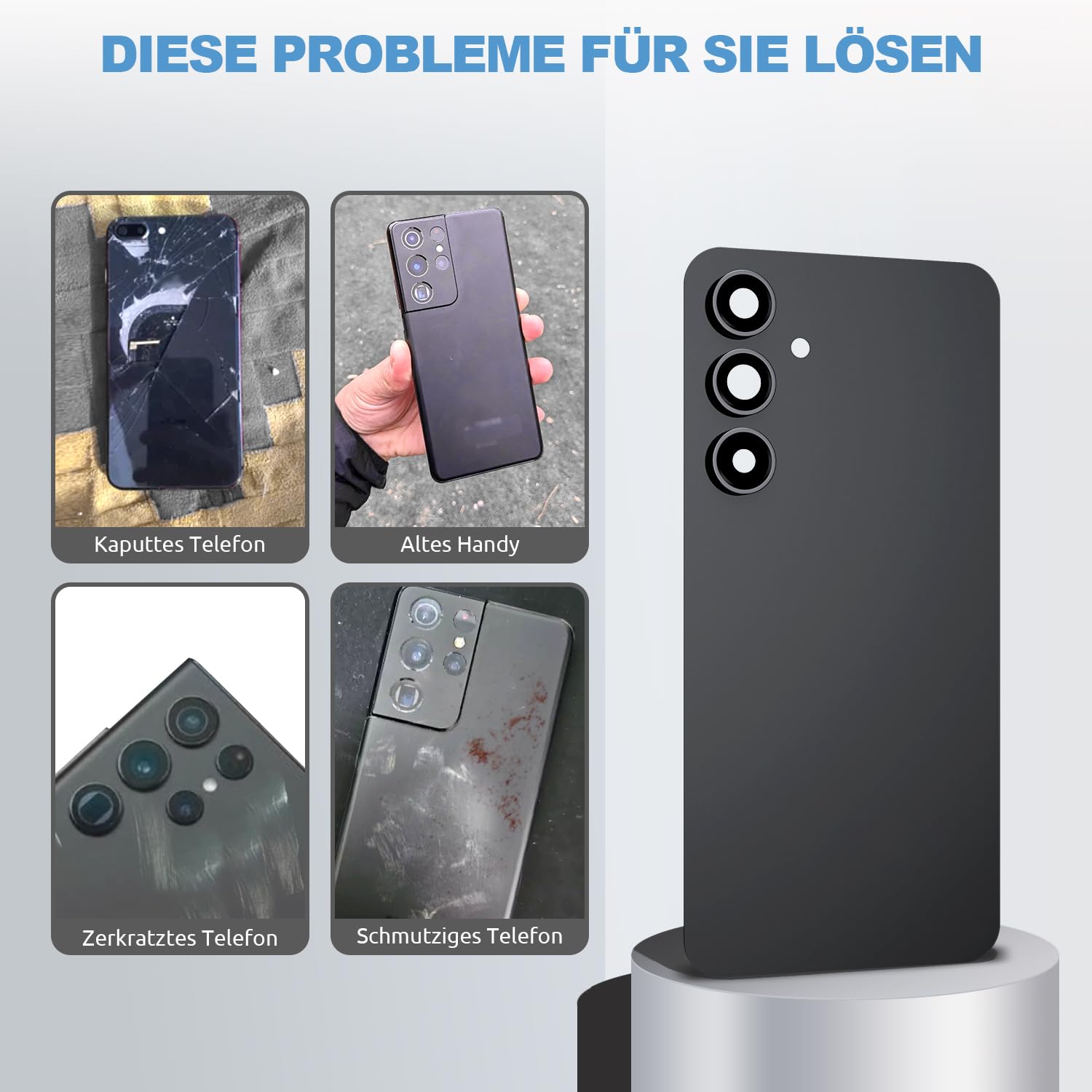 Backcover Glas für Samsung Galaxy S24 FE S721, Schwarz