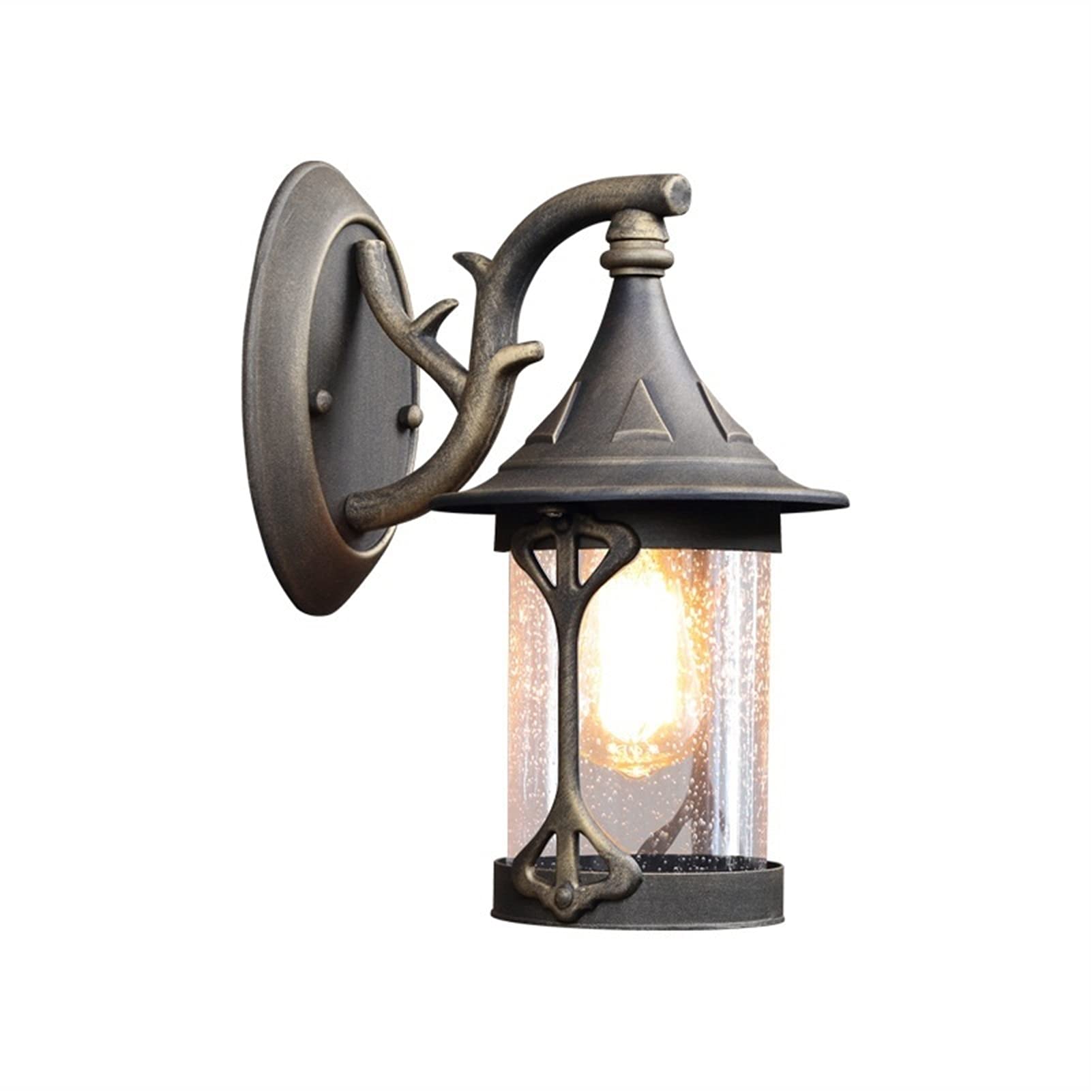 IUokLU Wall Sconce Light Fixture Waterproof Wall Sconce Light Fixture Outdoor Wall Lights Vintage Outside Porch Light E27 Waterproof IP54 Wall Lighting Fixtures Glass Lampshade Retro Wall