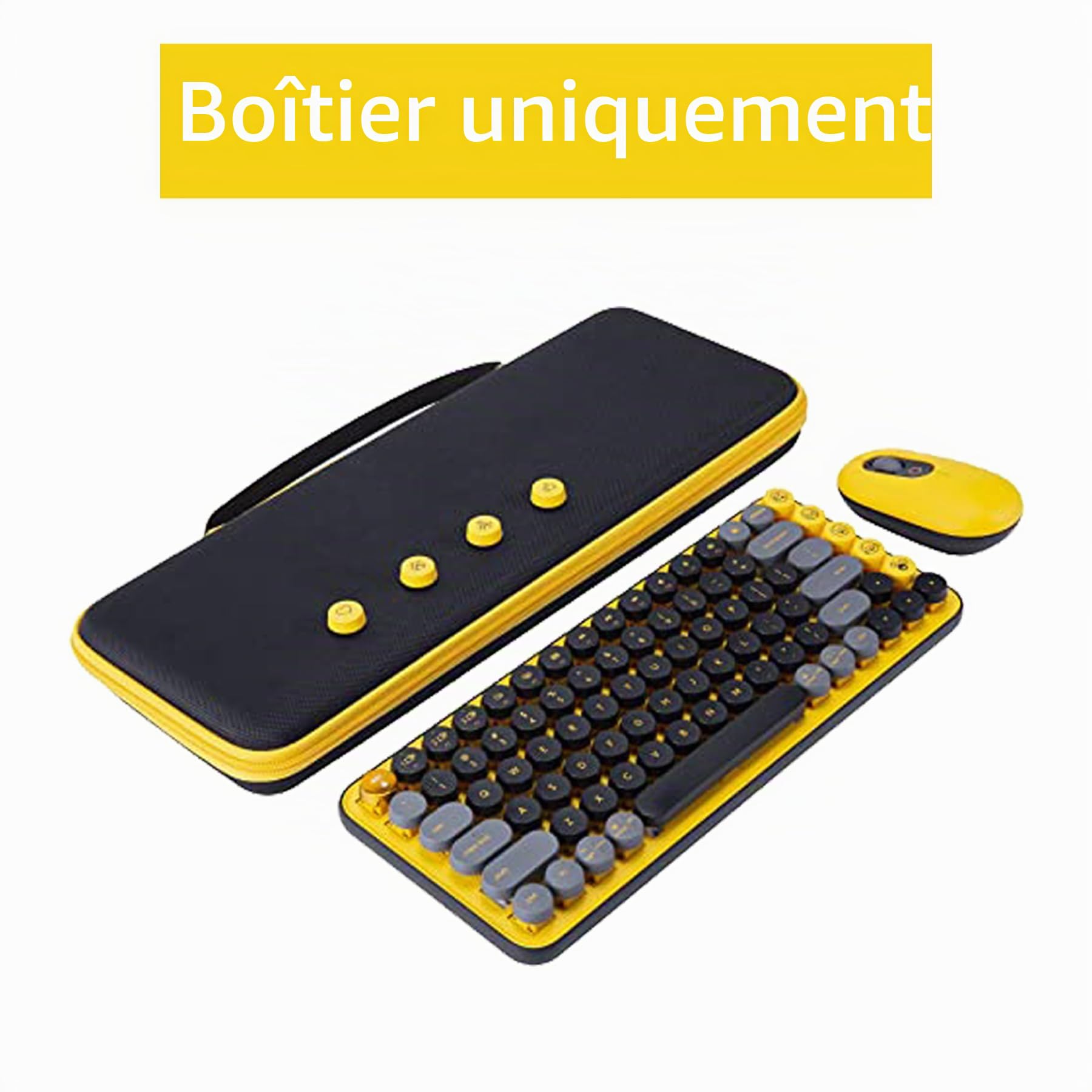 Aenllosi Housse Étui Rigide Portable pour Logitech Pop Icon Cambo/Pop Keys Clavier Mécanique sans Fil Bluetooth et la Souris Logitech,Jaune(Étui Uniquement)