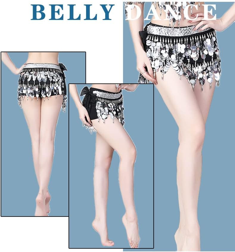 Nimiman Sequin Coins Fringe Belly Dance Hip Scarves Tassel Dance Belt Skirt for Women - Image 6