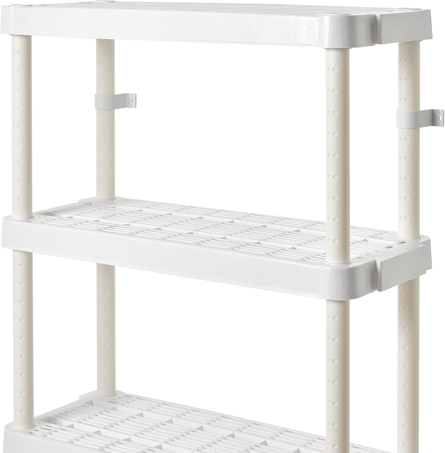 Gracious Living 14 x 32 x 54.5 Inch 4 Tier Adjustable Ventilated Medium Duty Shelving Units for Home, Garage, Basement, and Laundry, White