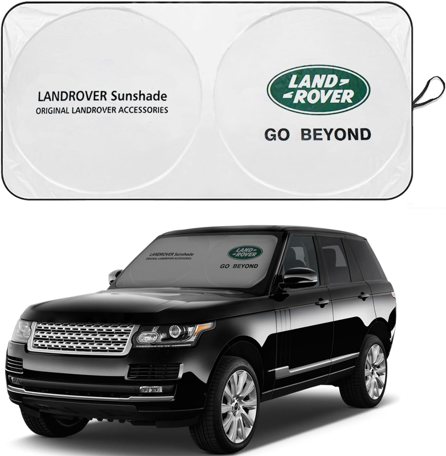 Car Front Window Sun Visor Windshield Sunshade for Land Rover Discovery Sport Evoque Freelander LR2 RangeRover Velar Accessories, Grey,Green, 63 x 33.5 inch