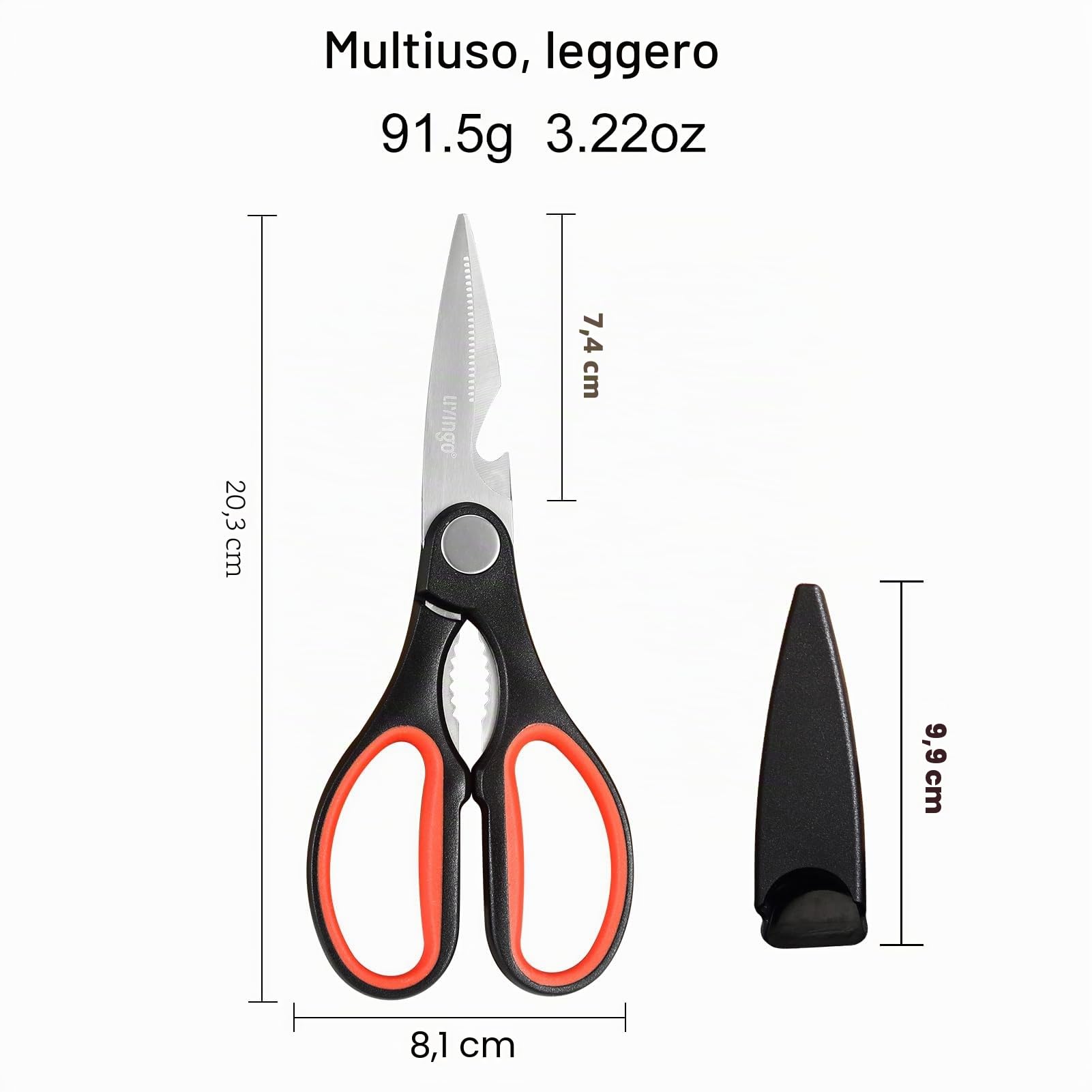 LIVINGO Forbici da cucina 20,3 cm 2 pezzi – Multifunzionali per pollo, carne, verdure, barbecue
