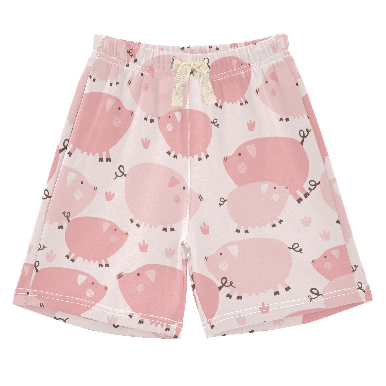 susiyo Sweet Fat Pig Unisex Babies' Cotton Pull-On Shorts Boys Graphic Print Shorts Casual Summer Shorts with Drawstring