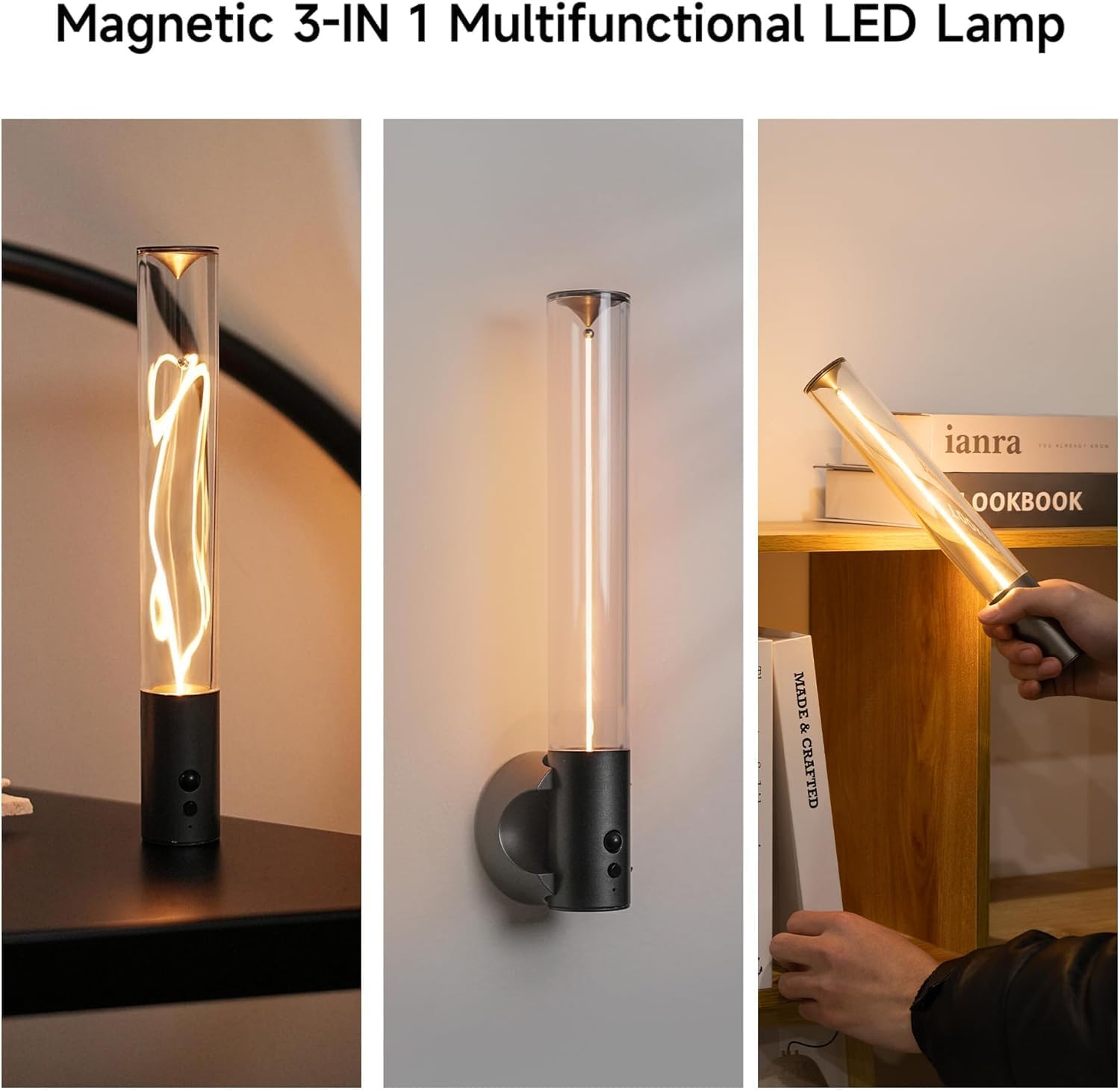 AUGE LIGHT Motion Sensor Wall Sconce Motion Sensor Light Magnetic Body Sensor Wall Light Wall Sconce Rechargeable USB Torch Light Cordless Handheld Portable for Bedside Stair Hallway (Matte Grey)