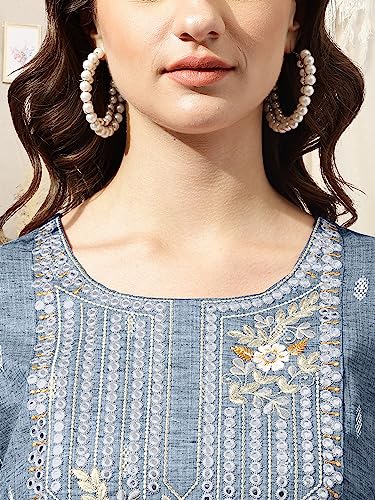 Image of MIRCHI FASHION Women's Straight Fit Paisley Printed And Embellished Kurta Set with Dupatta and Trouser
