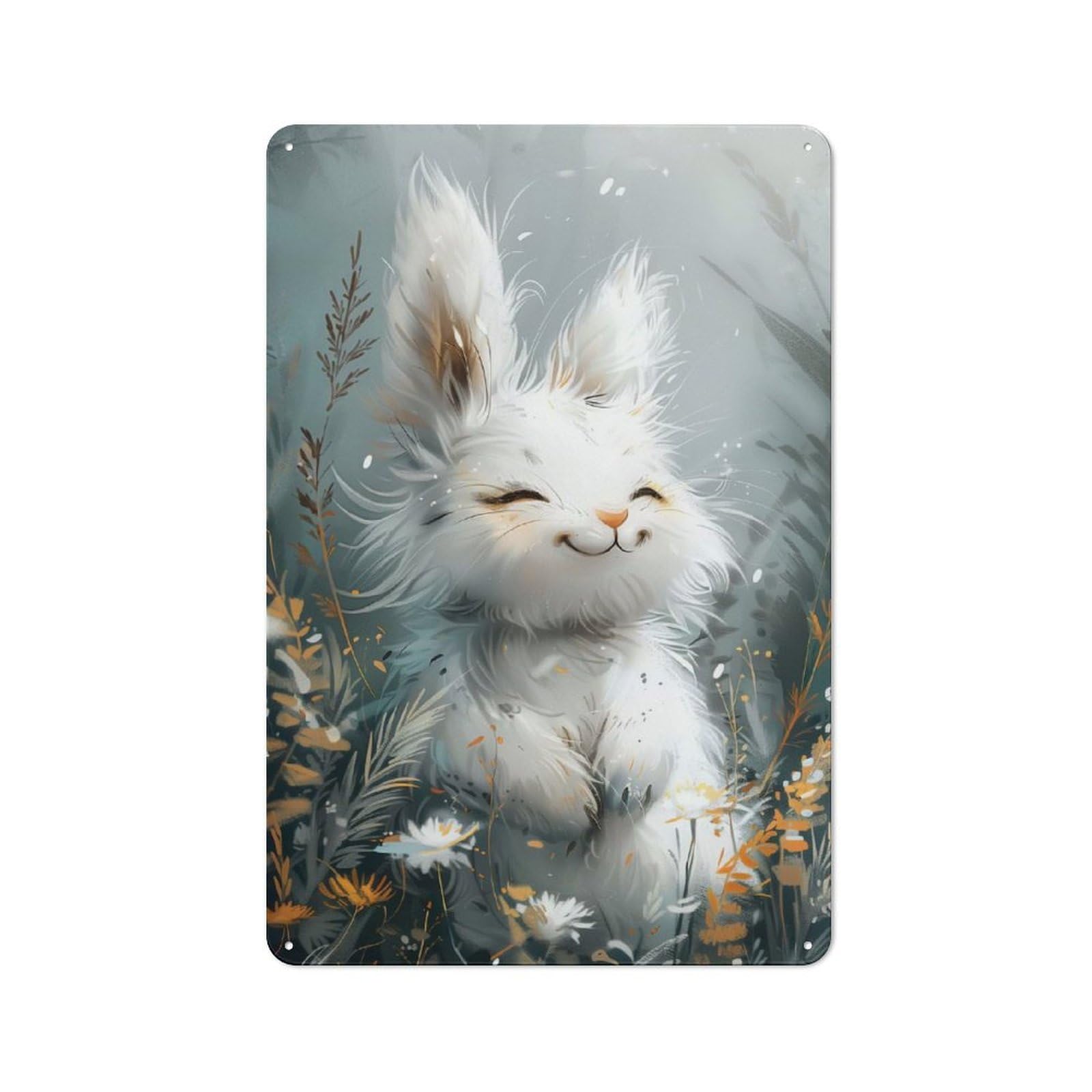 Junmoney Cute White Bunny Vintage Cafe Metal Sign 30X20cm Featuring Bistro Wall Plaque For Cafe, Bistro, Bakery Or Restaurant