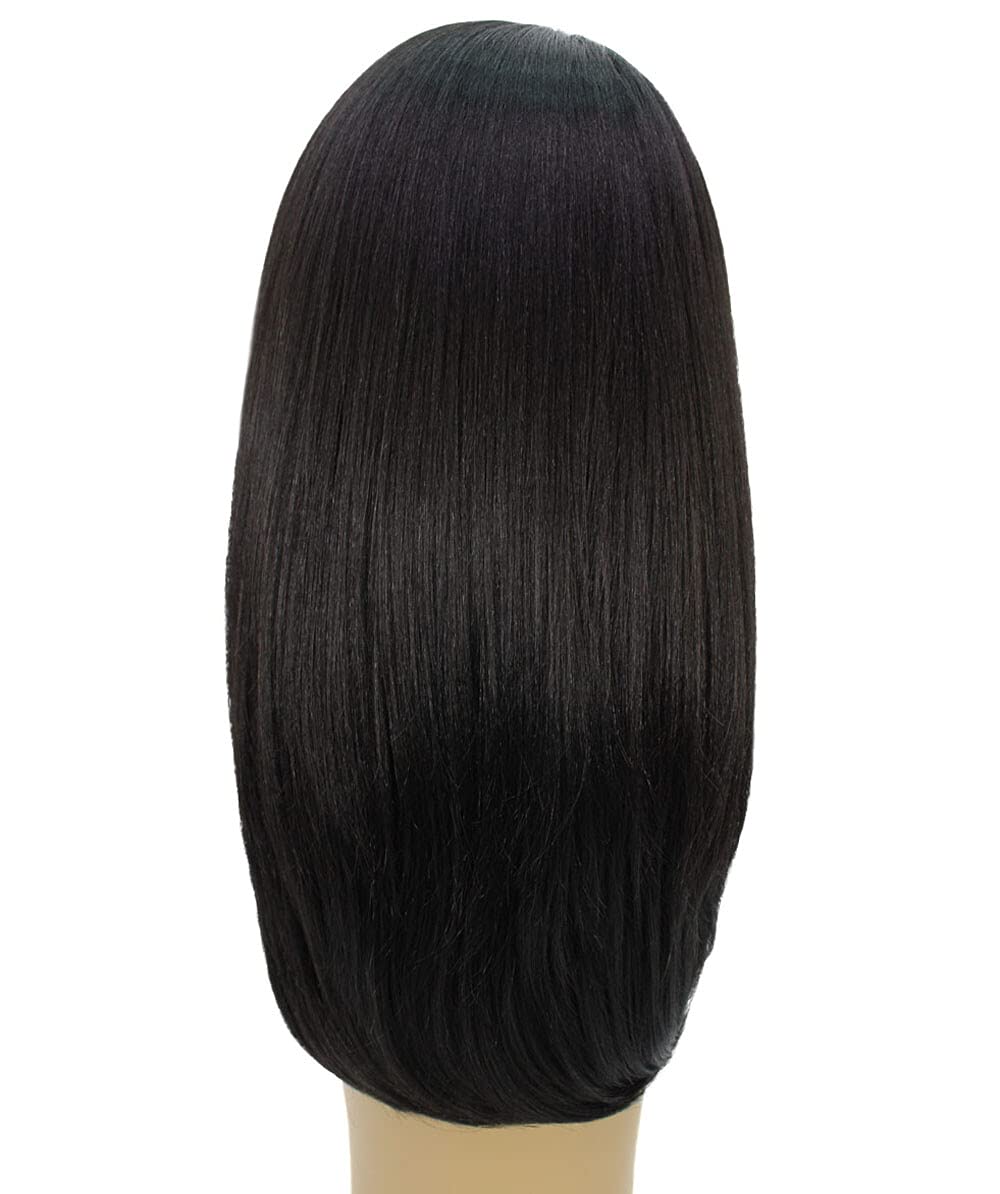 LUXLUXE Paloma Straight 18 Inch Long 360 Degree Lace Front Wig, Heat Resistant Fiber, 20+ Shades of Natural, Dip Dyed, & Blended Colors (#1B - Natural Black)