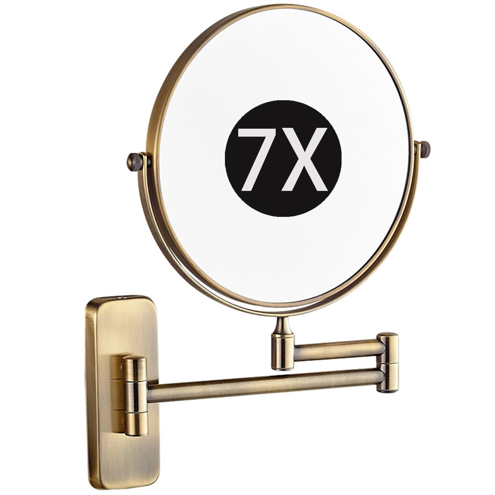 SXFSDOU 6" Wall Mounted Makeup Mirror with Magnification, Double Sided Magnifying Mirror, Extendable Cosmetic Vanity for Bathroom,Bronze,7X