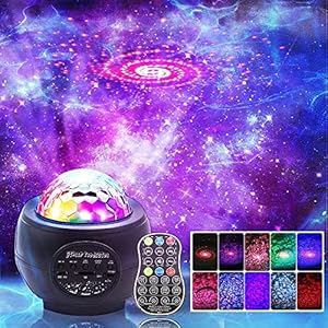 LED Night Light Projector, 3 in 1 LED Galaxy Starry Light Projector for Bedroom, Ocean Wave Projector Light Decorative…