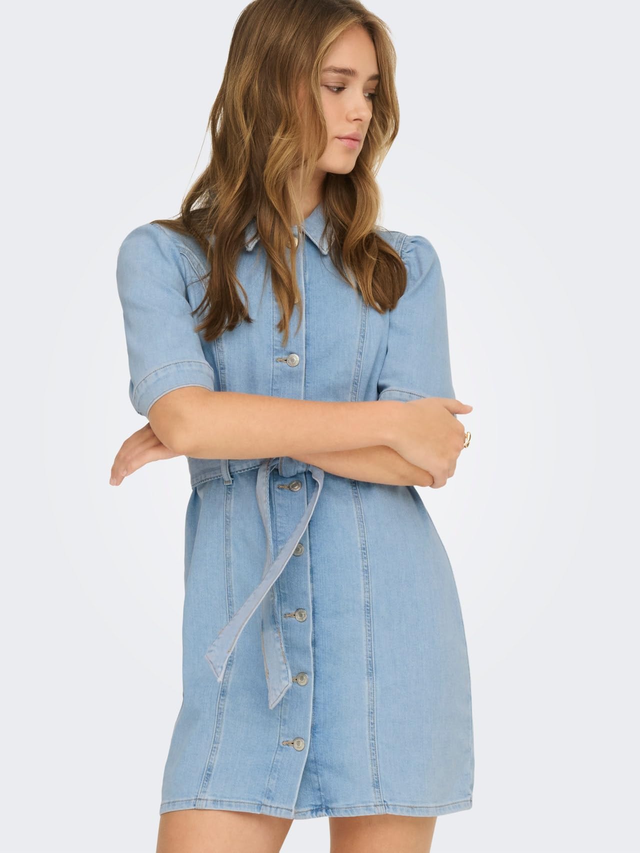 ONLY Damen Onlvibbe Ss Belt DNM Dress SIK Noos Onlvibbe Ss Belt DNM Dress SIK Noos (1er Pack)