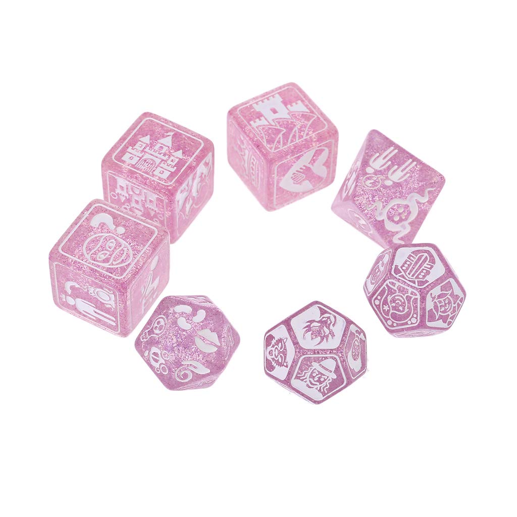 FGDTREE 7pcs/Set Story Dices for Story for Time Polyhedral Game Dice Says Party Multi FA Dice Bead
