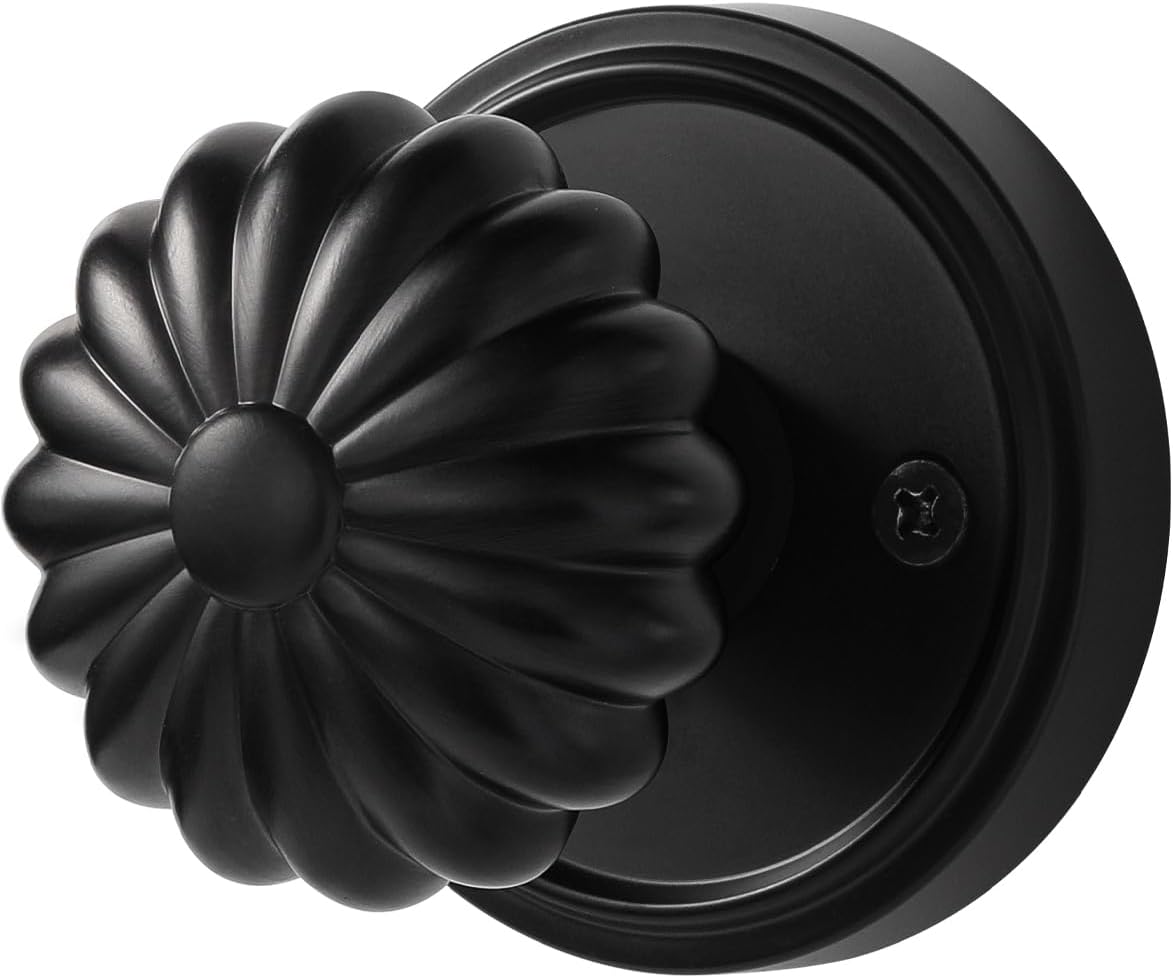 Black Passage Door Knob, Interior Kitchen Pantry Door Handle Hall Closet Door Knob Without Lock, Aluminium Alloy Knob, 1 Pack