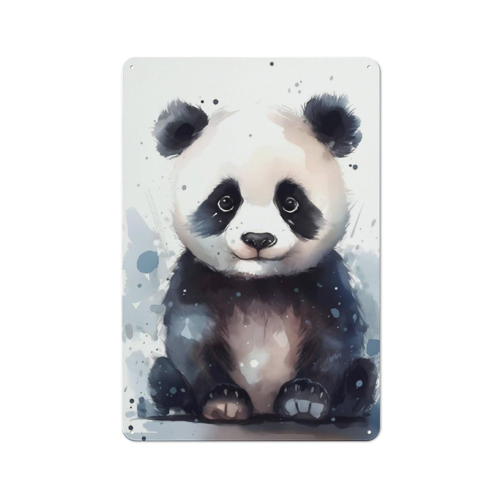 Junmoney Panda Watercolor For Lounge Or Reading Corner, Rustic Tin Sign 30X20cm, For Home Interiors, Feature Walls And Decorative Displays