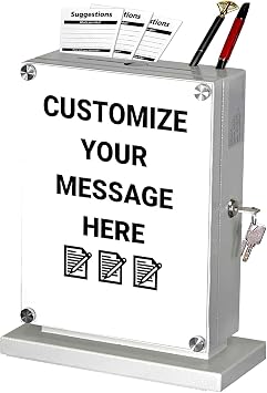 Suggestion Box with Lock with Wall Mount Option - Use as Offering Box, Tithe Box, Prayer Request Box, Tip Box with Lock, Donation Box and Ballot Box, M-D7-W