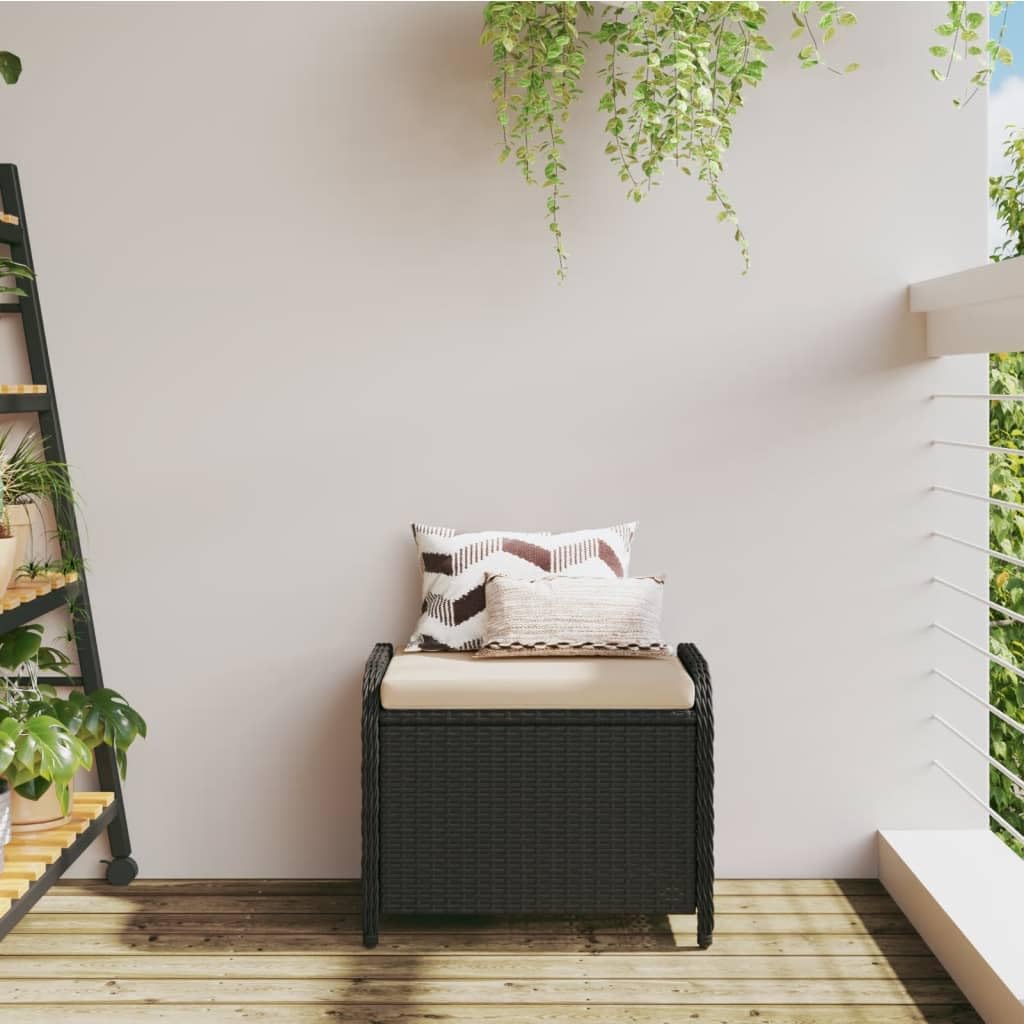 Taboret ogrodowy Poly Rattan czarny 58 x 46 x 46 cm