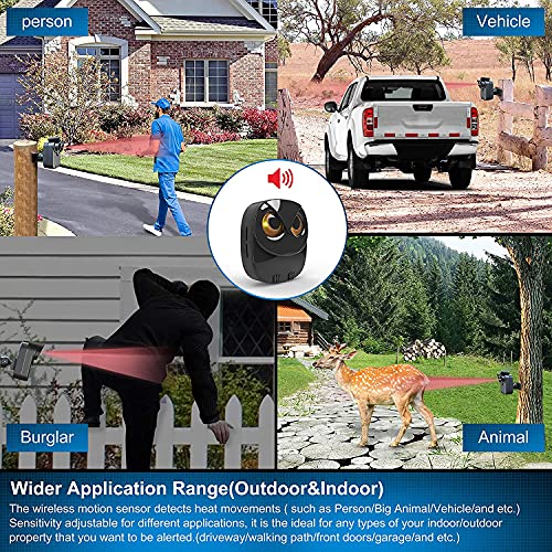 Image of 1 /2 Mile Long Range Wireless Driveway Alarm-HTZSAFE Outdoor /Indoor Motion Sensor&Detector-DIY Security Alert System- 1 Receiver and 3 Sensor Kit
