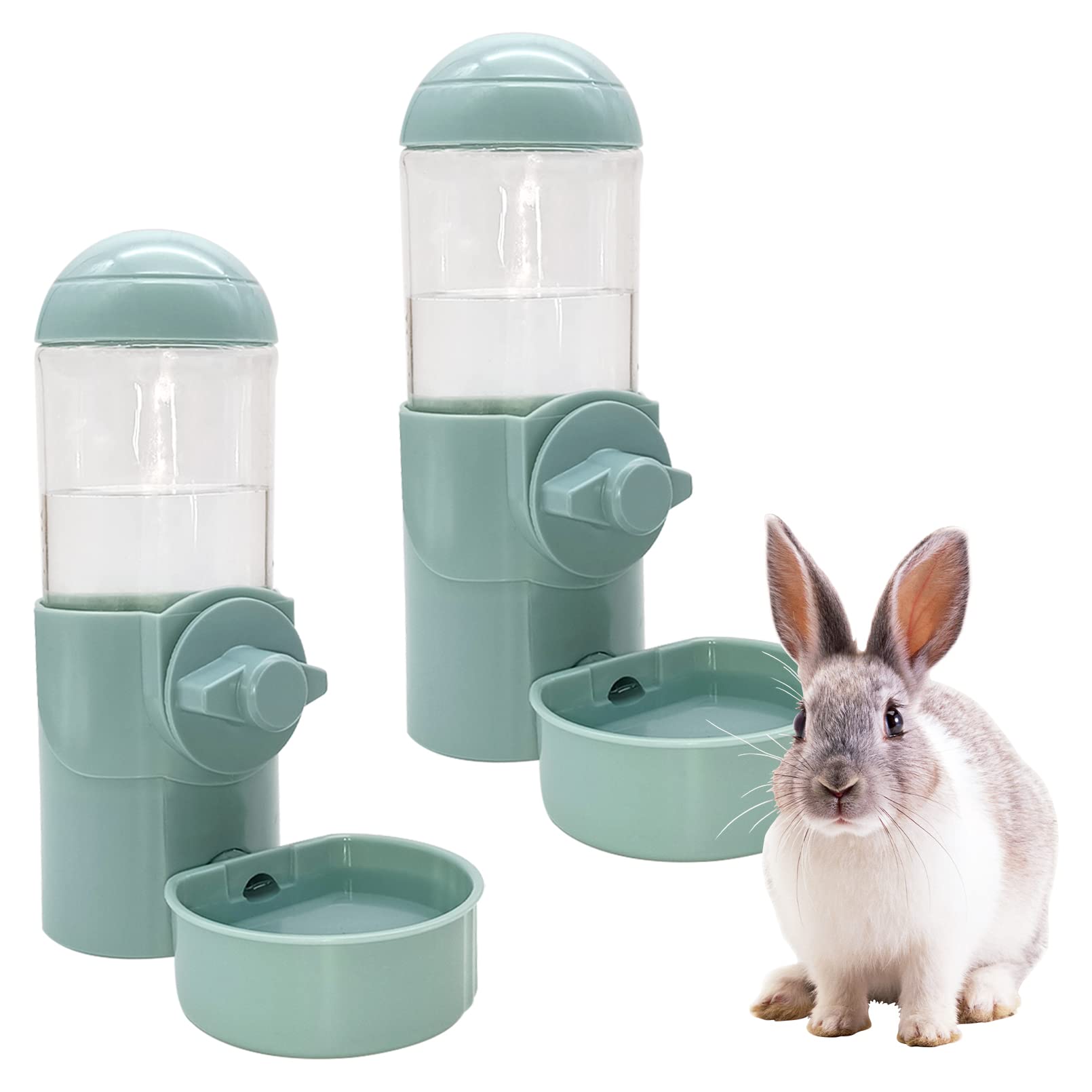 Tfwadmx Rabbit Watter Bottle 17oz Hanging Guinea Pig Automatic Water Dispenser No Drip Small Animal Cage Water Feeder Bowl for Bunny Chinchilla