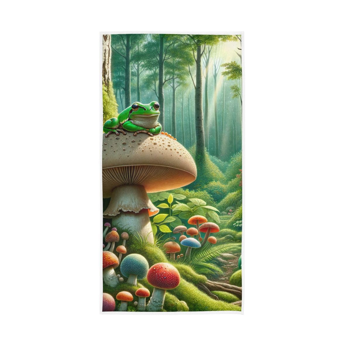 HUYGD Frog Mushrooms Green Hand Towels Decorative, Hand Towels for Bathroom, Shower, Hotel, Spa 15 x 30 Inches