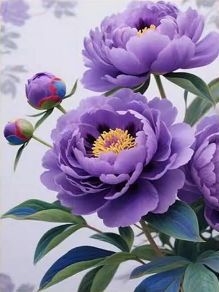 GLTEYACO Embroidery Cross Stitch Kit Peony 11CT Stamped Cross Stitch Kits DIY Adult Beginners for Pre-Printed Needlepoint Crafts 40x50 cm