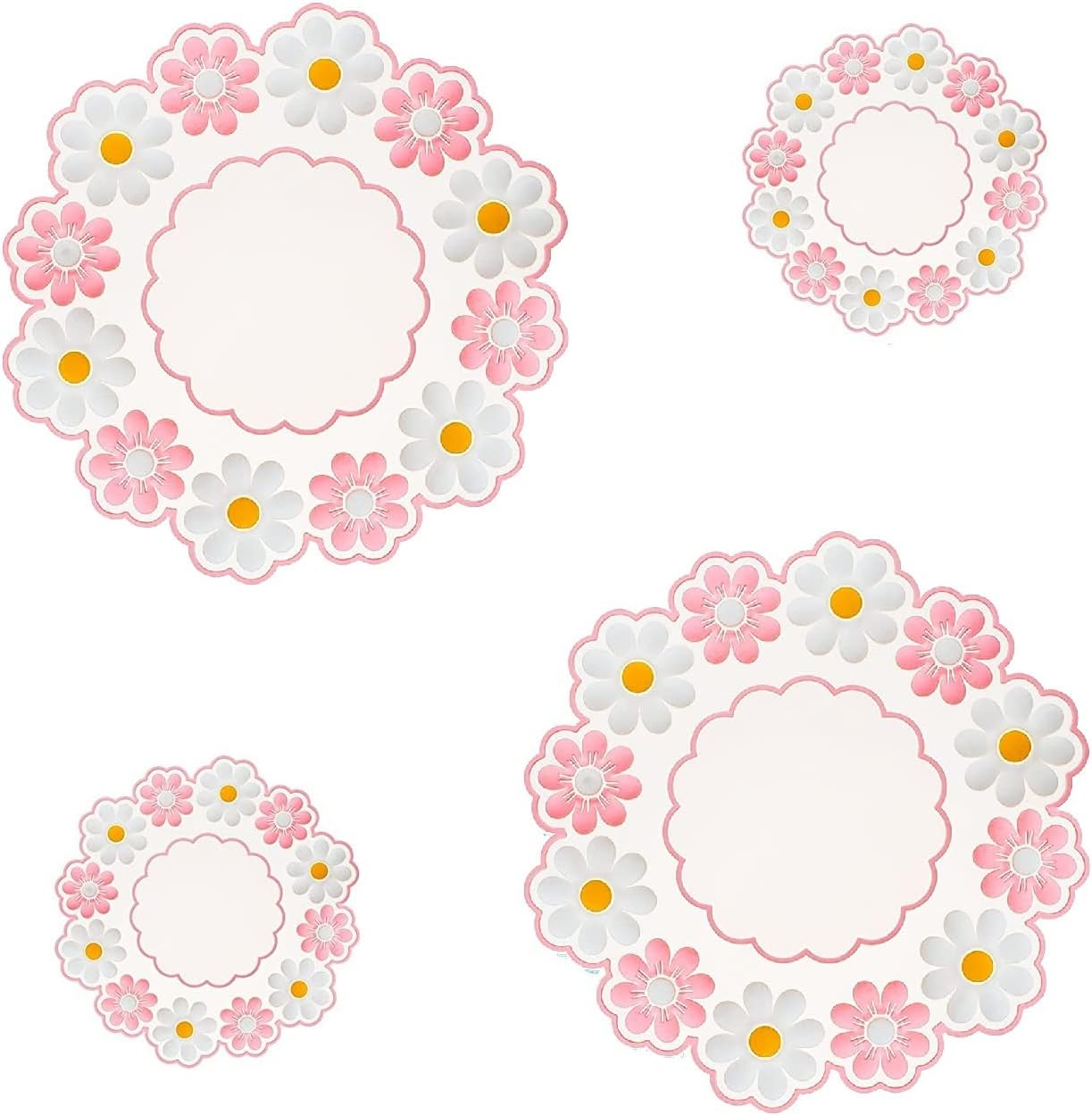 P Plus Fire Sakura Cup Coaster, Decor Cup Placemat, Cute Kitchen Pot Bowl Pad Placemat, Cherry Blossom Coaster, Table Cup Mat, Flower Pattern Mug Pink Coasters Set(Pink, Pack of 4)