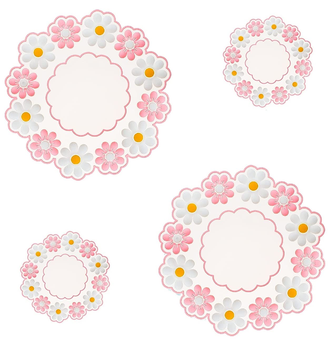 P Plus Fire Sakura Cup Coaster, Decor Cup Placemat, Cute Kitchen Pot Bowl Pad Placemat, Cherry Blossom Coaster, Table Cup Mat, Flower Pattern Mug Pink Coasters Set(Pink, Pack of 4)