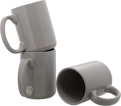 Servette Home Grey Ceramic Coffee Mug Set 15 oz - Set of 3