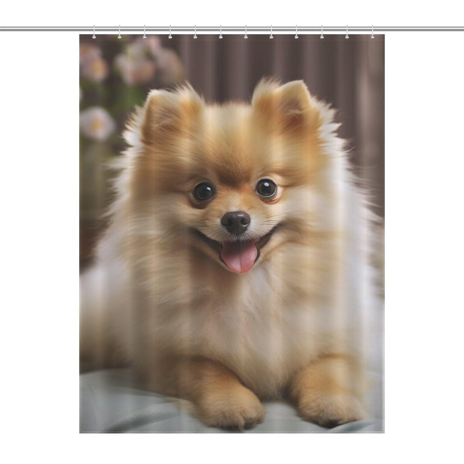 Rideau de douche 140x183 en tissu lavable imperméable grand format chien mignon