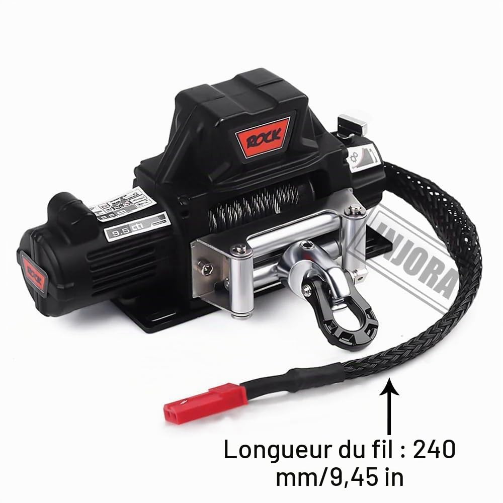 INJORA Système Télécommande Treuil Métallique pour 1/10 RC Crawler,Noir
