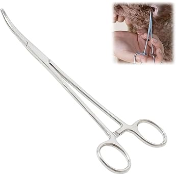 Tweezers for ear hair for pets stainless steel tweezers curved dog scissors for removing pet hair ear cleaning for pets 12.5 cm
