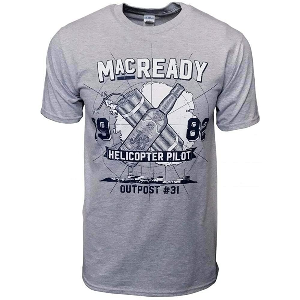 Ouqiao Men's Grey Fengshan The Thing T Shirt Macready 1982 Outpost 31 Horror Movie Film John Carpenter 3XL