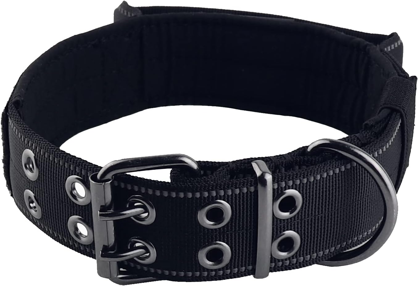 Yunleparks Reflective Dog Collar Heavy Duty Dog Collar with Control Handle and Metal Buckle for Dog Training (X-Large, Black)
