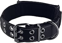 Vista 1 de Collar reflectante para perro táctico resistente con asa de control y hebilla de metal para entrenamiento de perros (M, negro)