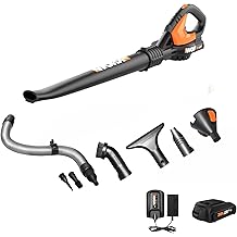 WORX Cordless Leaf Blower, Electric Blowers for Lawn Care with 120 MPH &amp; 3.5 LBS, Long Nozzle Design for Narrow Spaces with Cleaning Attachments, Battery &amp; Charger Included, WG545.1