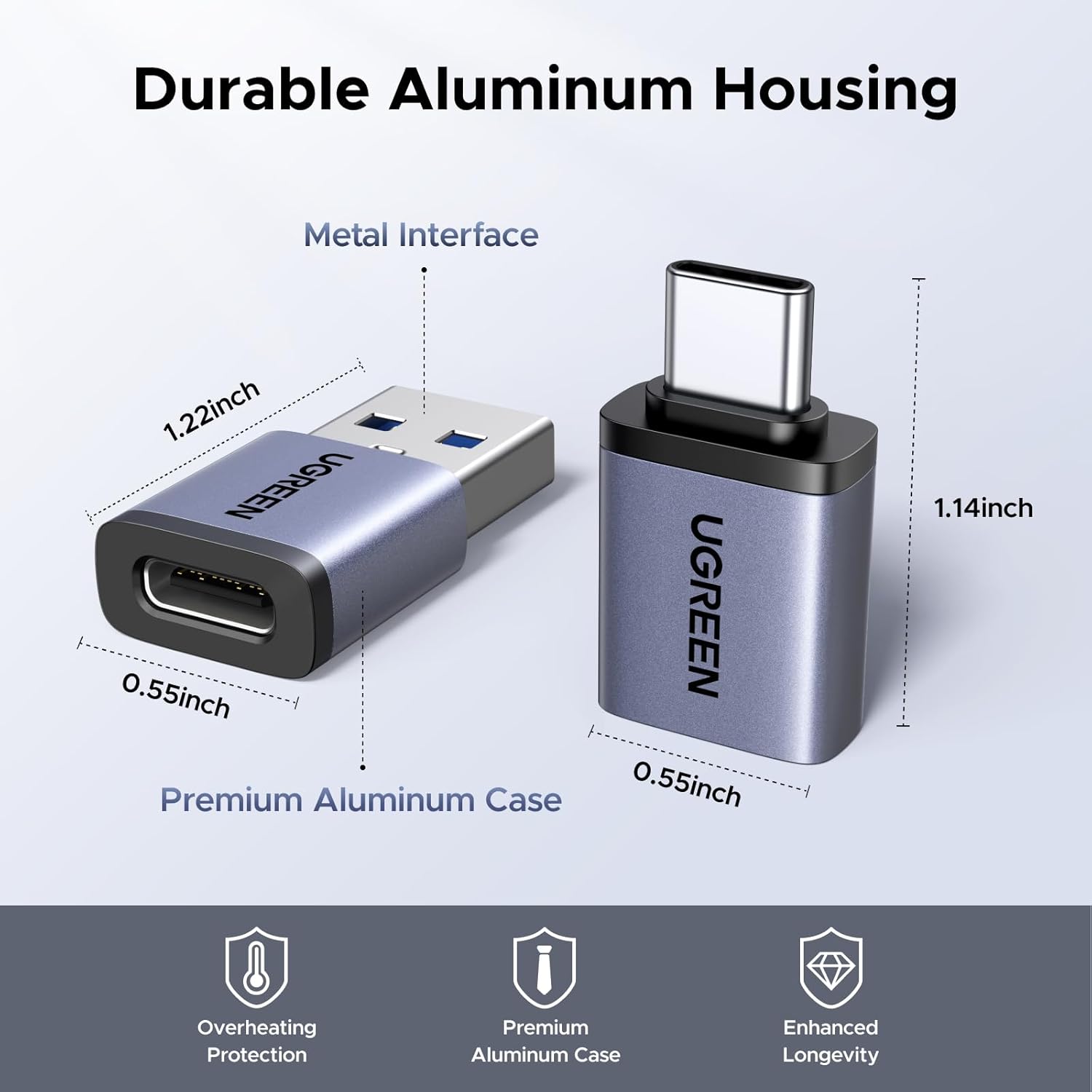 UGREEN USB to USB C Adapter & USB C to USB Adapter Combo 4-Pack, 10Gbps Type-C Converter, Car Charger Compatible with MacBook Pro, iPad Mac mini, iPhone 17/16, Galaxy, PC/Laptop, Hard Drive Enclosure - Image 4