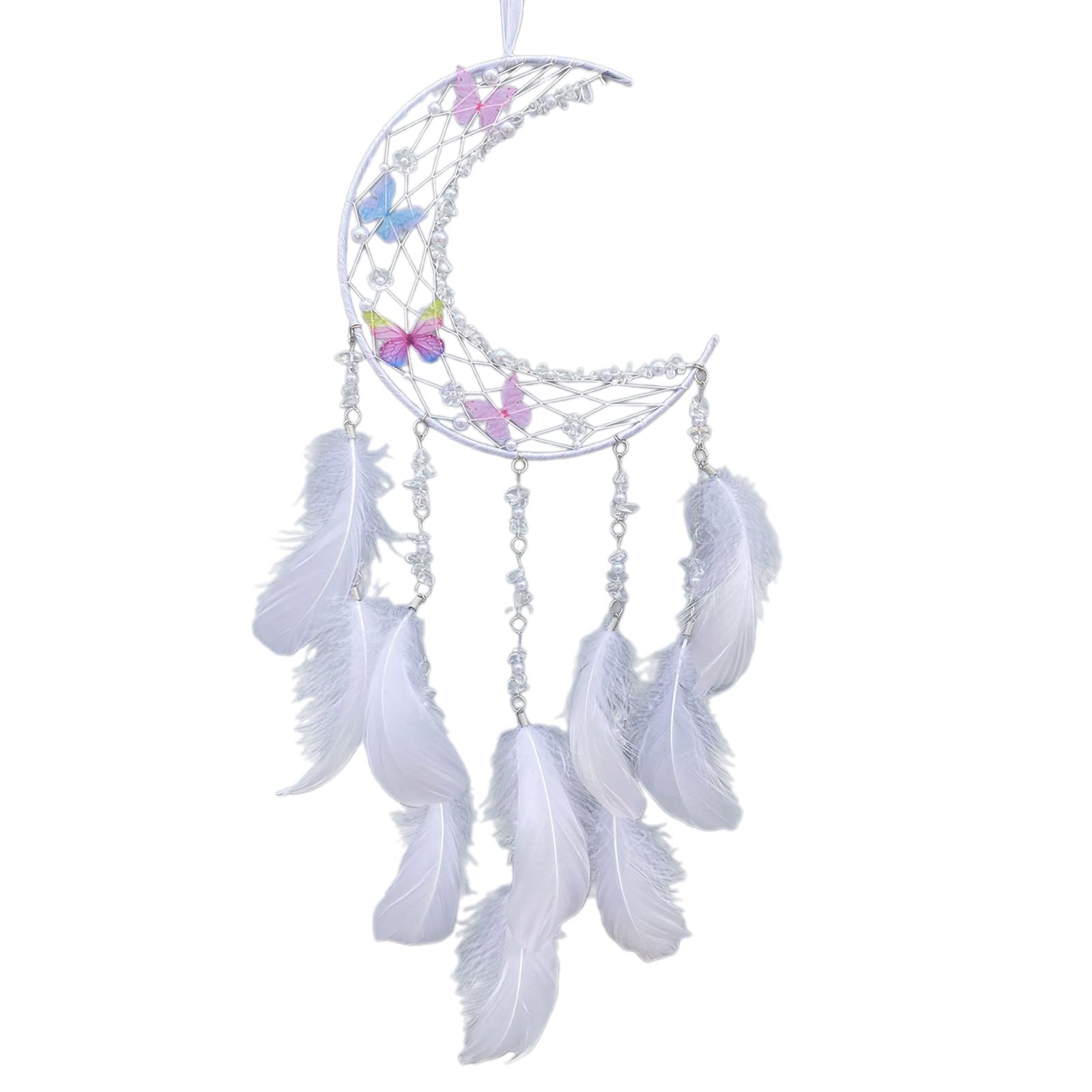 Tsophreniq Ethnic Feathered Woven Shape Dreamcatchers with Crystal Butterfly Wall Hanging Decors for Bedroom Living Room Feathered Ornament