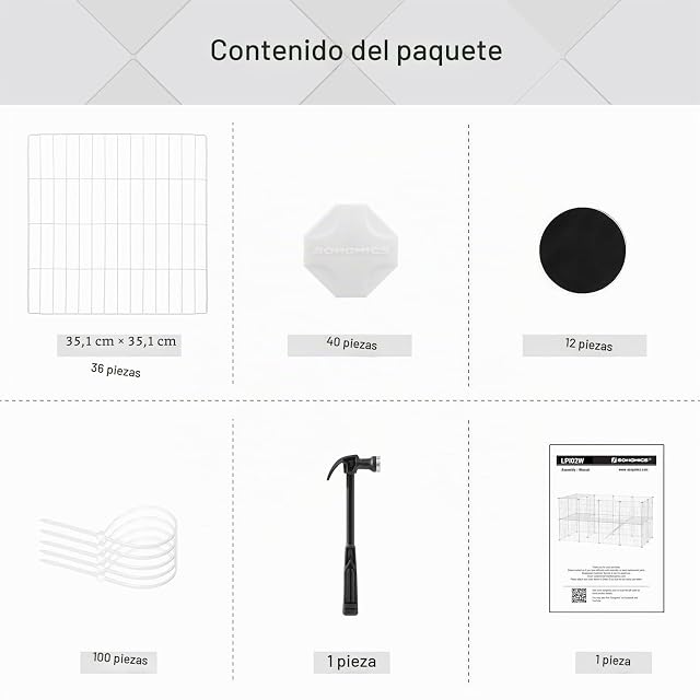 Foto 6 de 8 de SONGMICS Valla para Mascotas 2 Niveles, Recinto modulable, para Animales pequeños, hámsters, Conejos